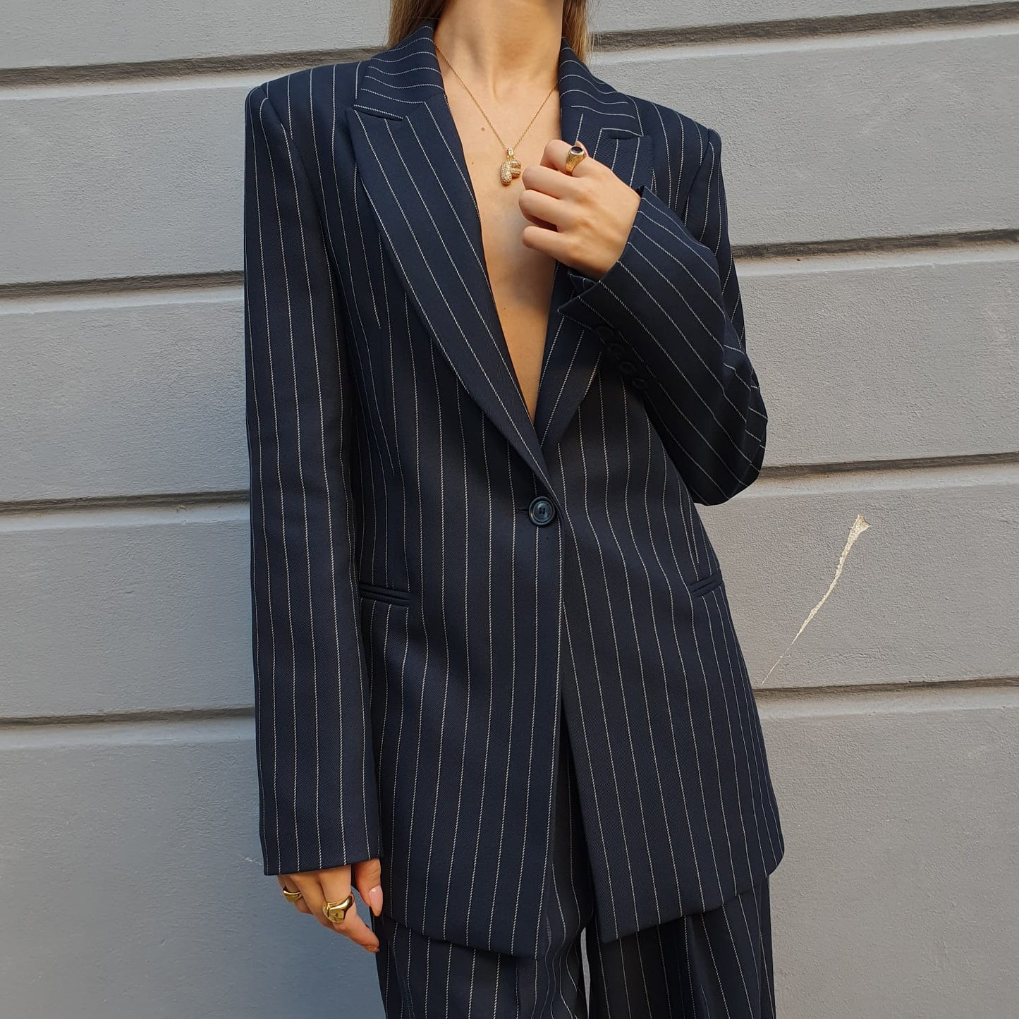 Blazer blu gessato