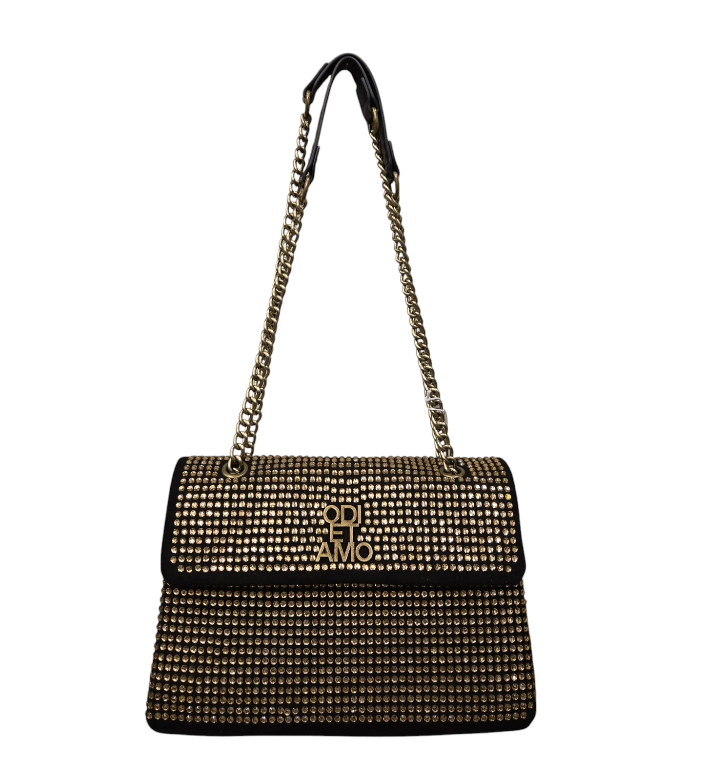 Bag con strass oro di Odi et Amo in ecopelle e tessuto, un accessorio elegante e trendy a Fossano