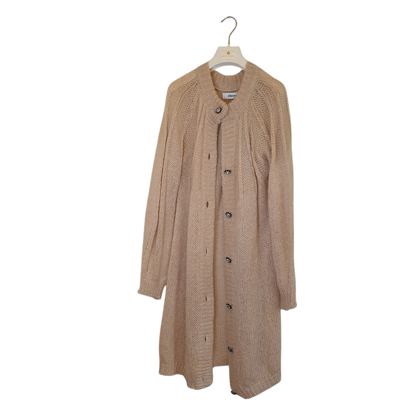 Cardigan beige con bottoni gioiello Dimora, elegante e sofisticato per le donne di Fossano