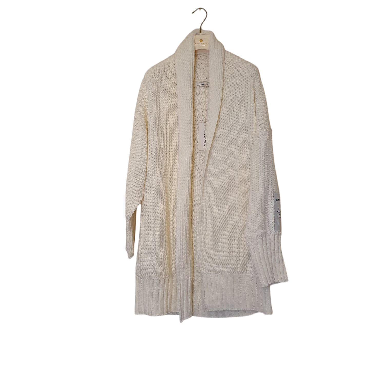 Cardigan over donna hinnominate in costa perlata colore burro, perfetto per la moda di Fossano