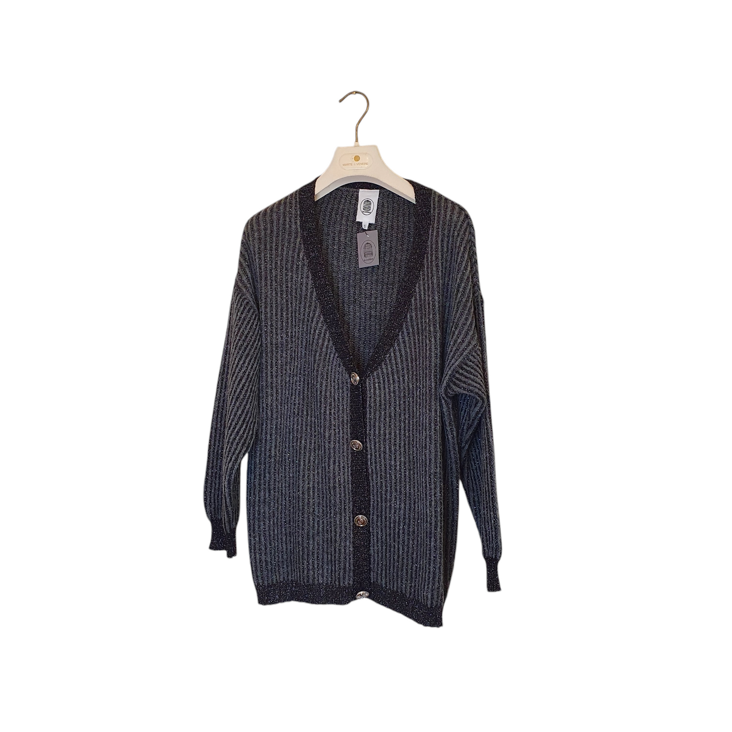 Cardigan a righe grigio da donna Le Voliere, perfetto per un look casual ed elegante a Fossano