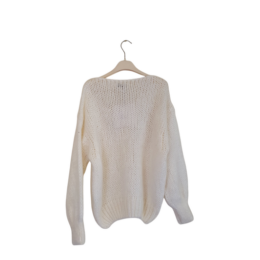 Pullover bianco con sfumature rosa e nere di Odi et Amo, ideale per uno stile sofisticato a Fossano