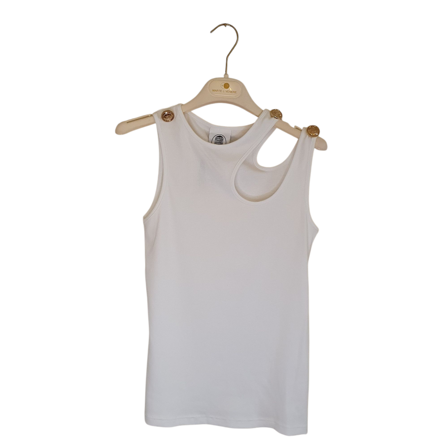 Canotta bianca cut out