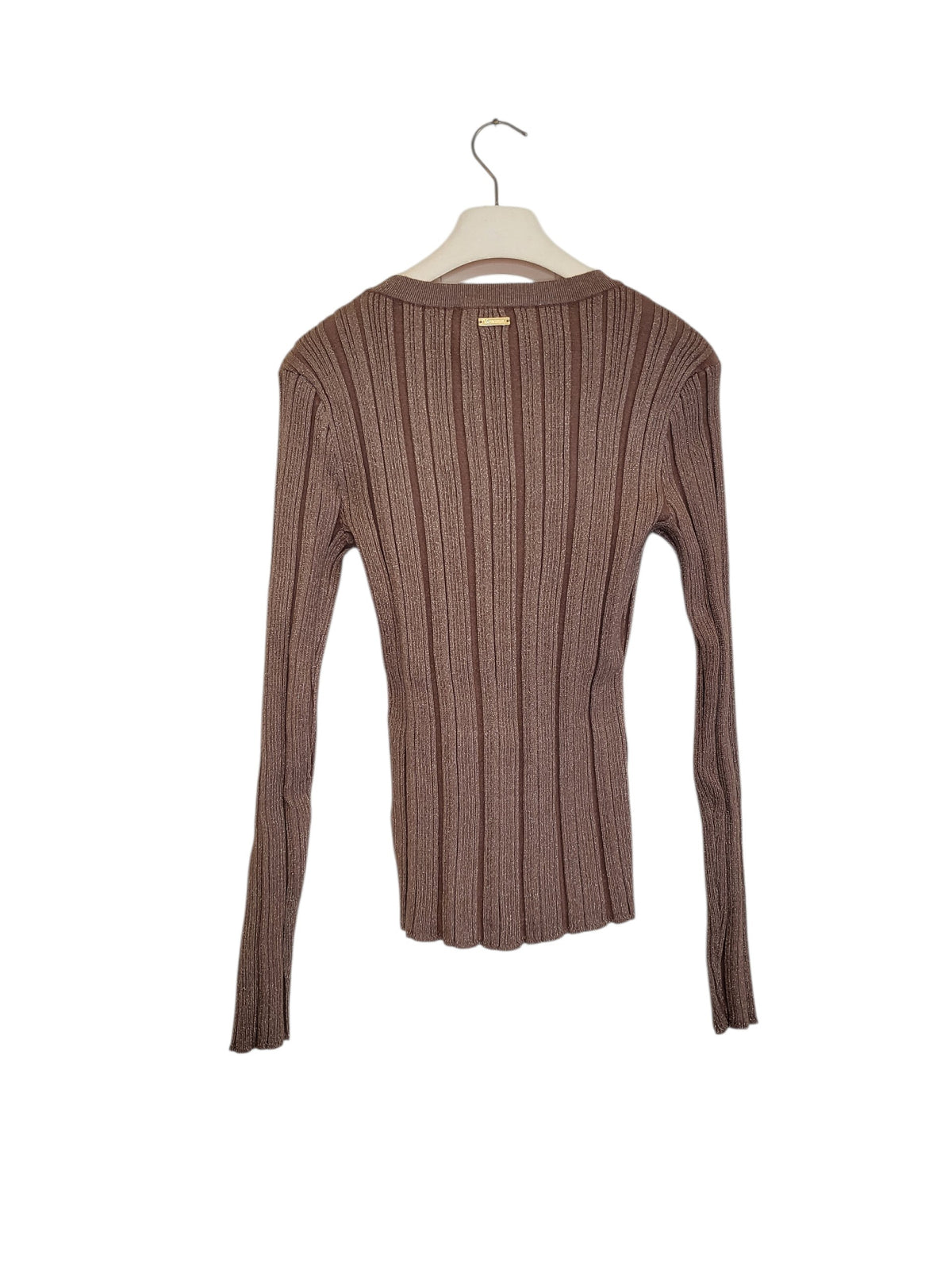 Maglia lurex coste con bottoni