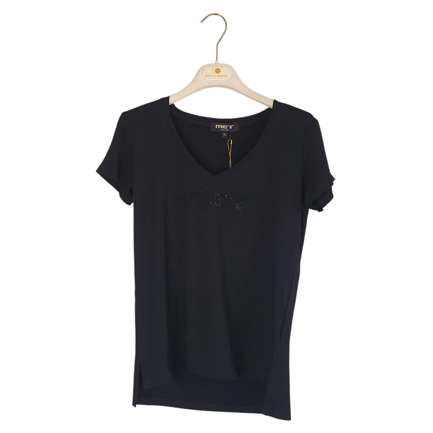 Tshirt con scollo a v e scritta met