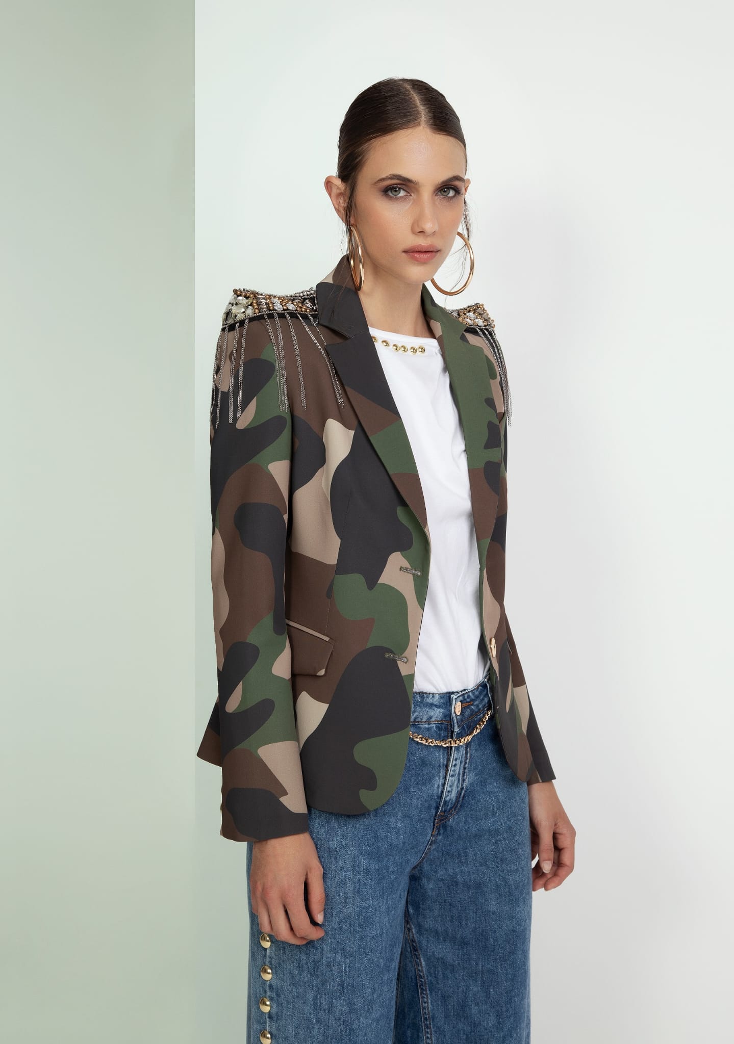 Blazer mimetico con applicazioni