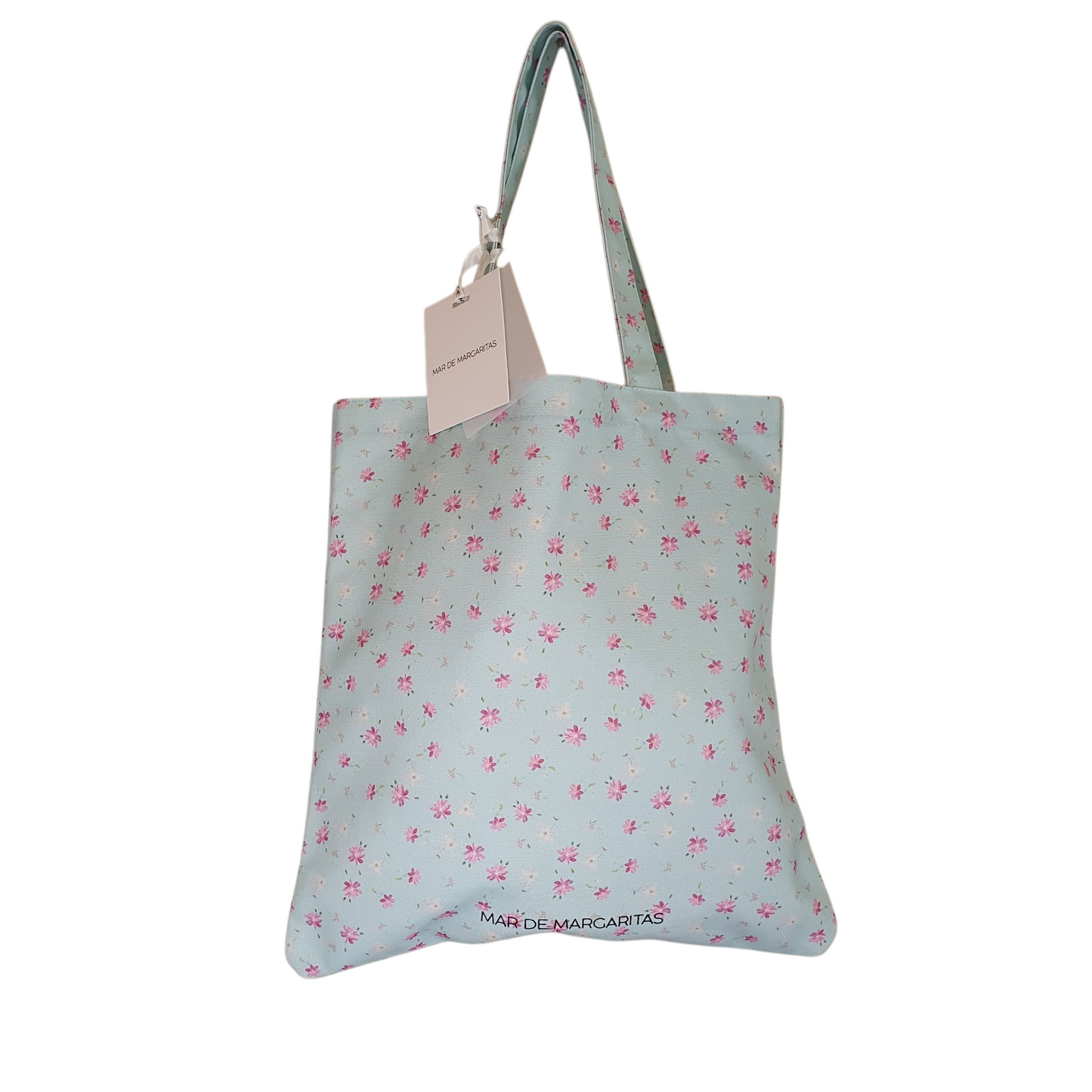 Shopper azzurra con fiori