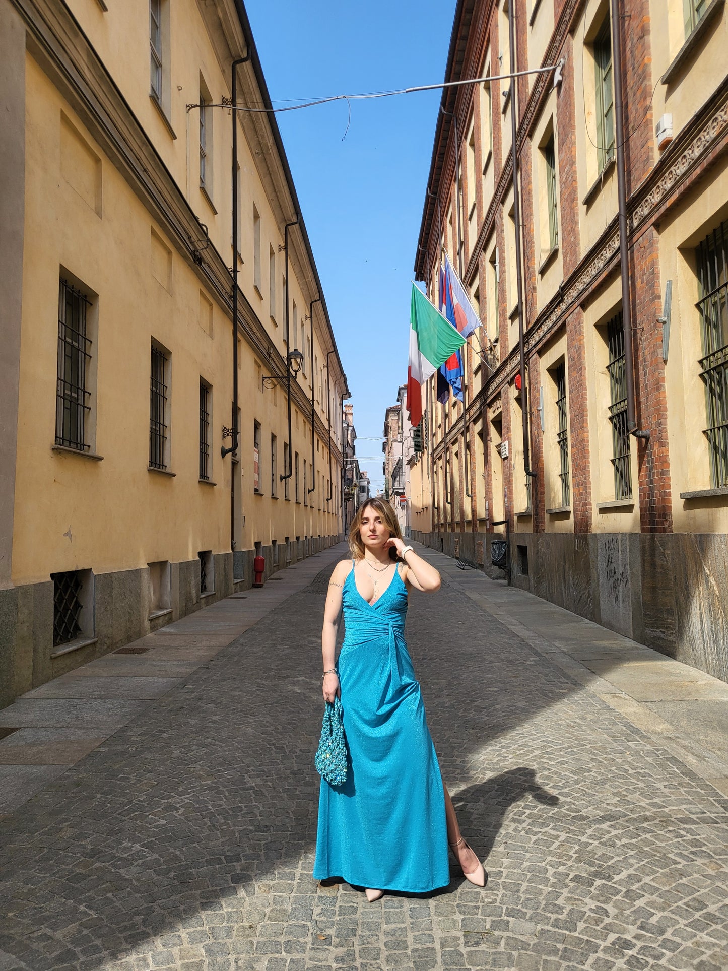 Abito lurex azzurro