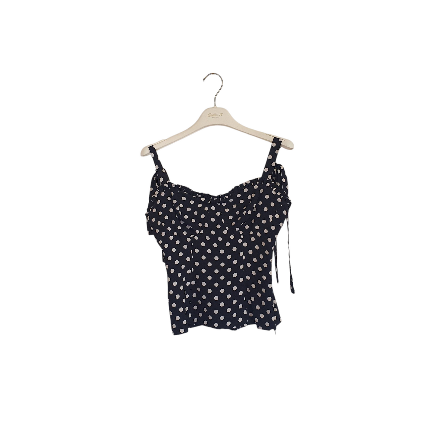 Top a pois con scollo a cuore