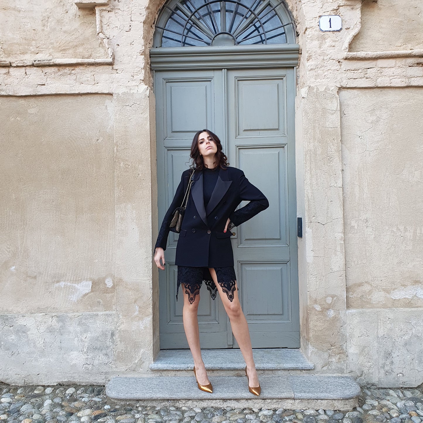 Blazer con inserti in pizzo