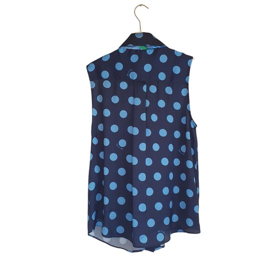 Blusa a pois con fiocco blu