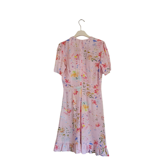 Abito corto rosa a fantasia