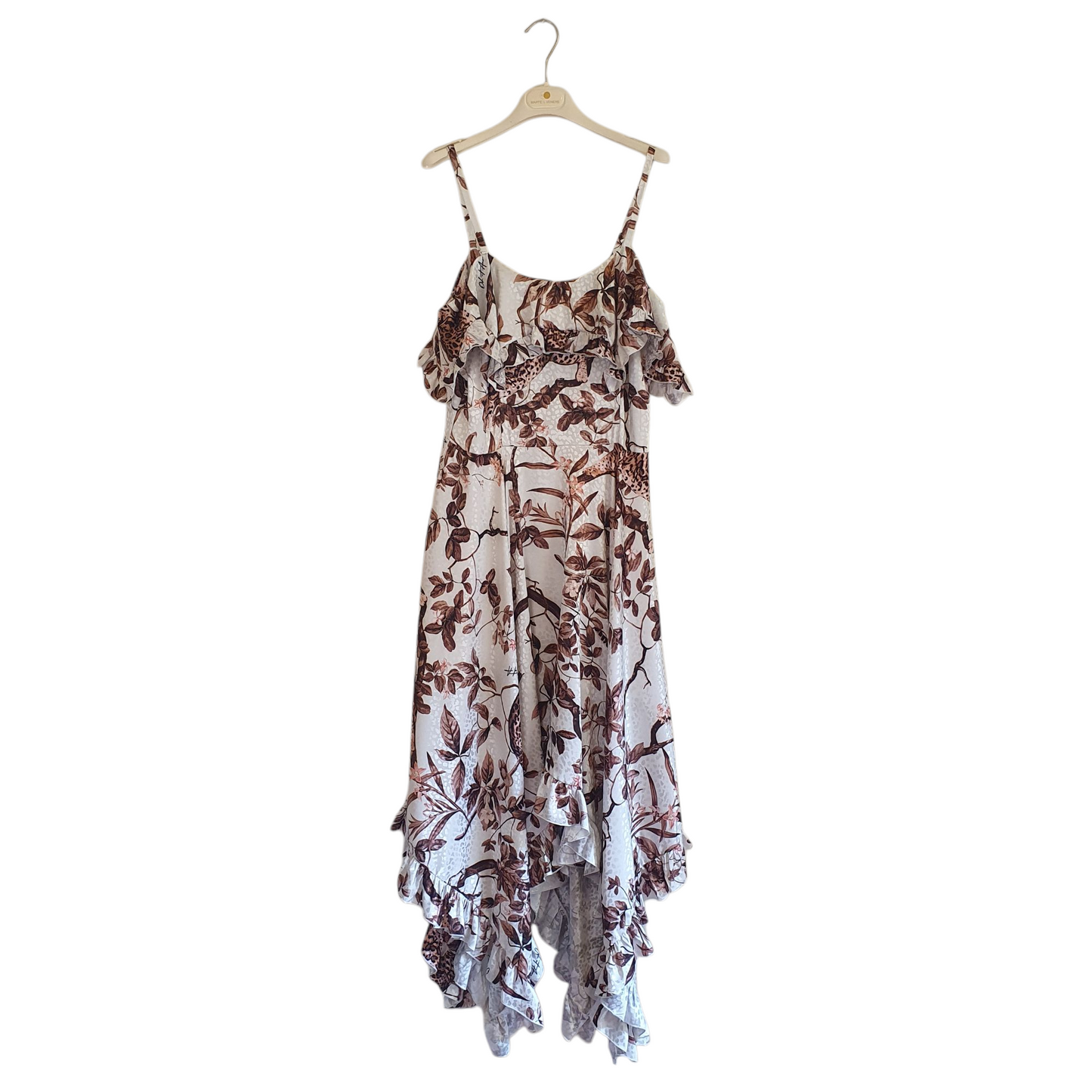 Abito jacquard leopardato asimmetrico