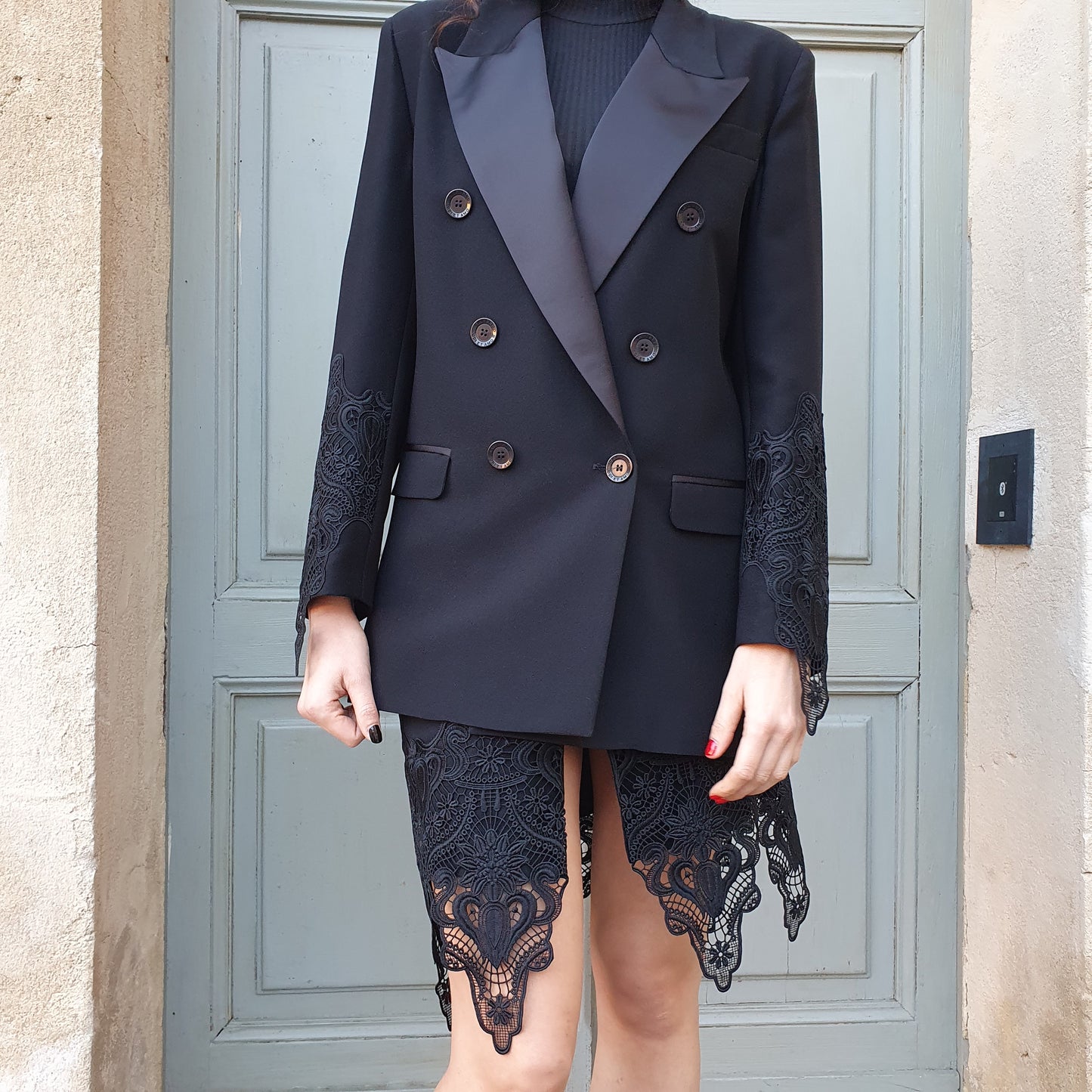 Blazer con inserti in pizzo