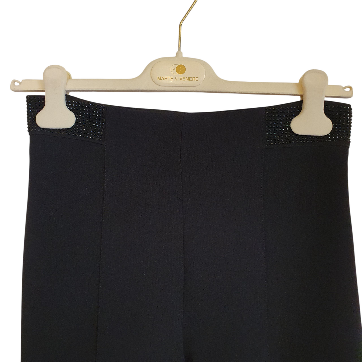Pantalone a zampa con strass