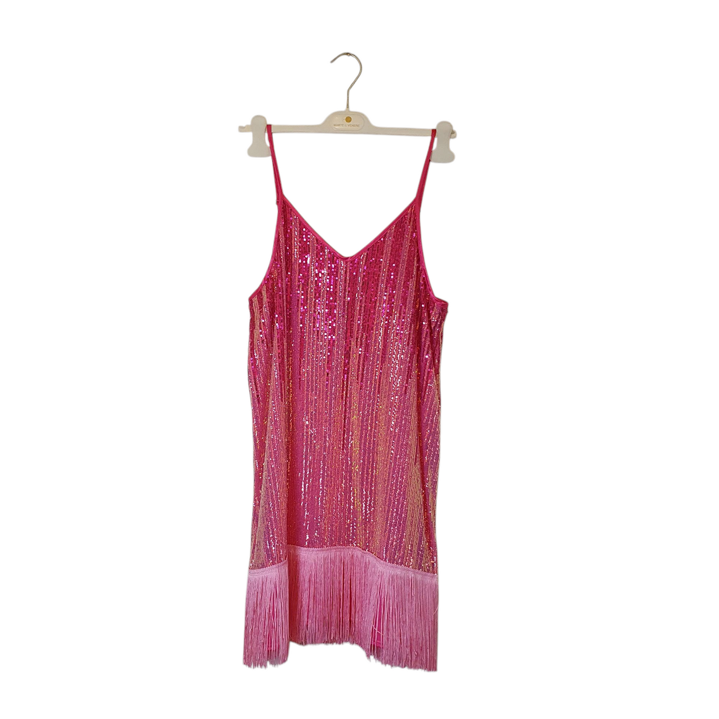 Abito corto pailettes fucsia