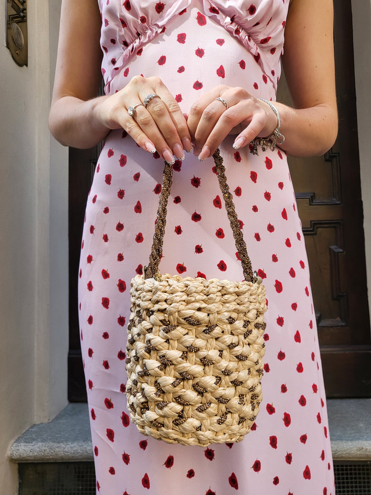 Borsa intrecciata beige