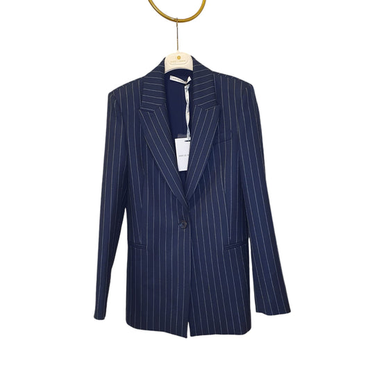 Blazer blu gessato donna poliestere