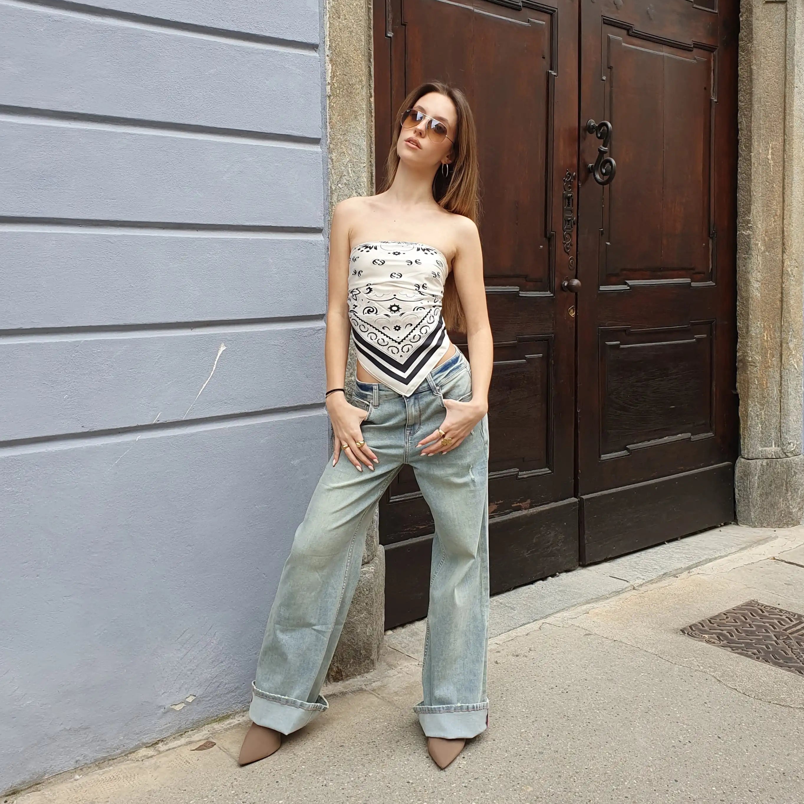Outfit da donna primavera 2025 indossato a Fossano – look casual chic