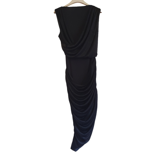 Vestito nero in lurex firmato Monique Garconne, ideale per eventi glamour a Fossano