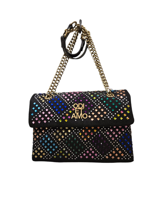 Bag arcobaleno con strass di Odi et Amo in ecopelle e tessuto, un accessorio elegante e trendy a Fossano