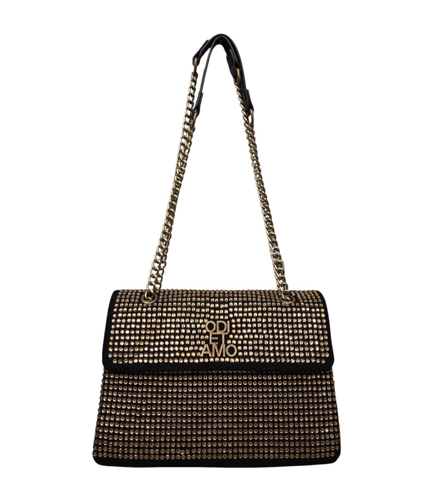 Bag con strass oro di Odi et Amo in ecopelle e tessuto, un accessorio elegante e trendy a Fossano
