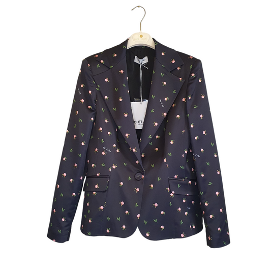 Elegante blazer nero a fiori in satin di odi et amo, per un look sofisticato da donna a Fossano
