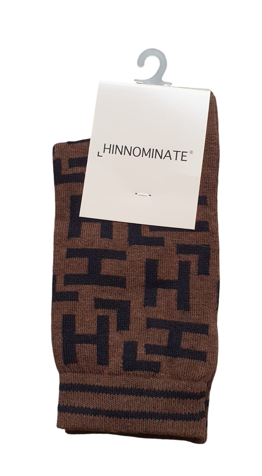 Calza Hinnominate marrone da donna con intarsio, perfetta per aggiungere un tocco originale al look. Acquistabile a Fossano.