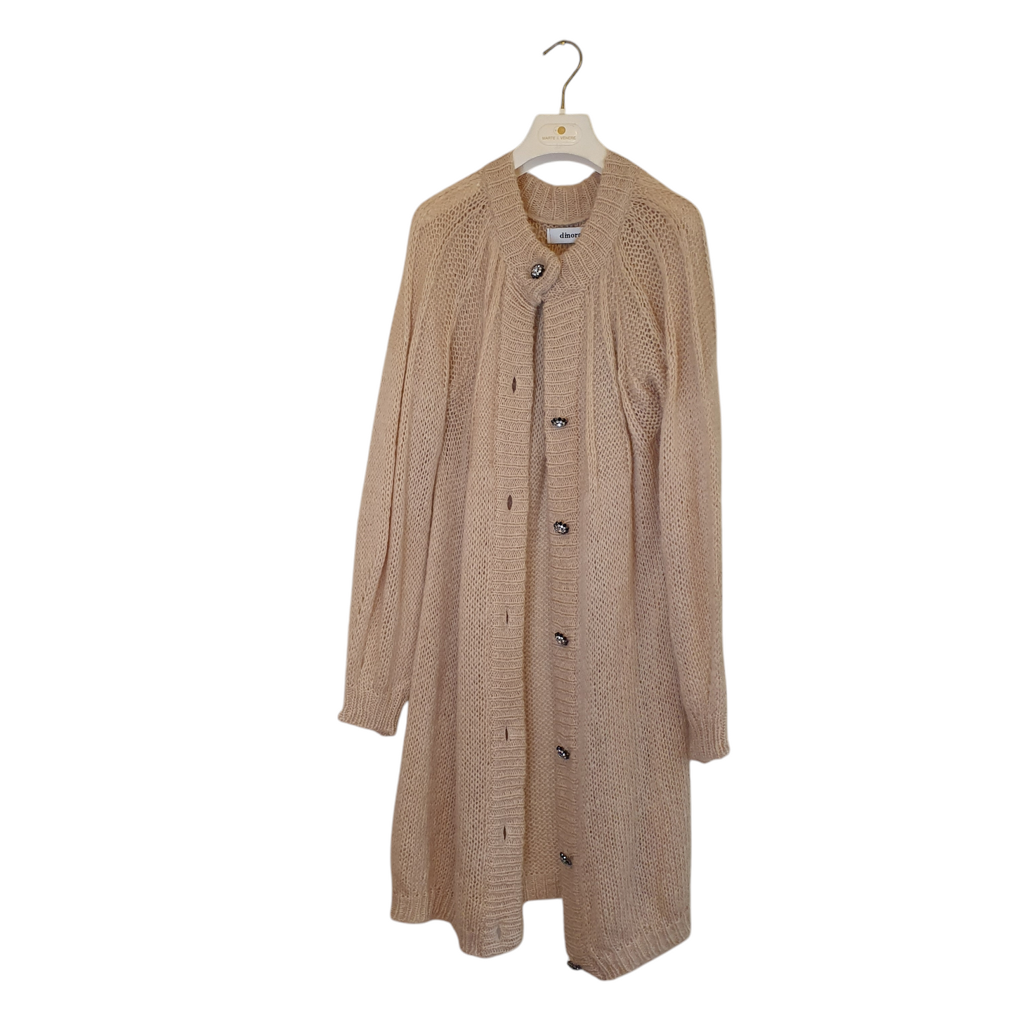 Cardigan beige con bottoni gioiello Dimora, elegante e sofisticato per le donne di Fossano
