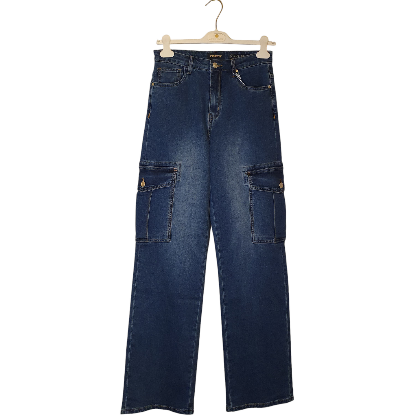 Jeans a vita alta modello cargo MET disponibile a Fossano