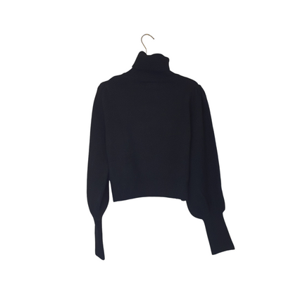 Maglione crop a collo alto con manica a sbuffo di Giulia Nati Couture, colore nero, per un look elegante e raffinato a Fossano
