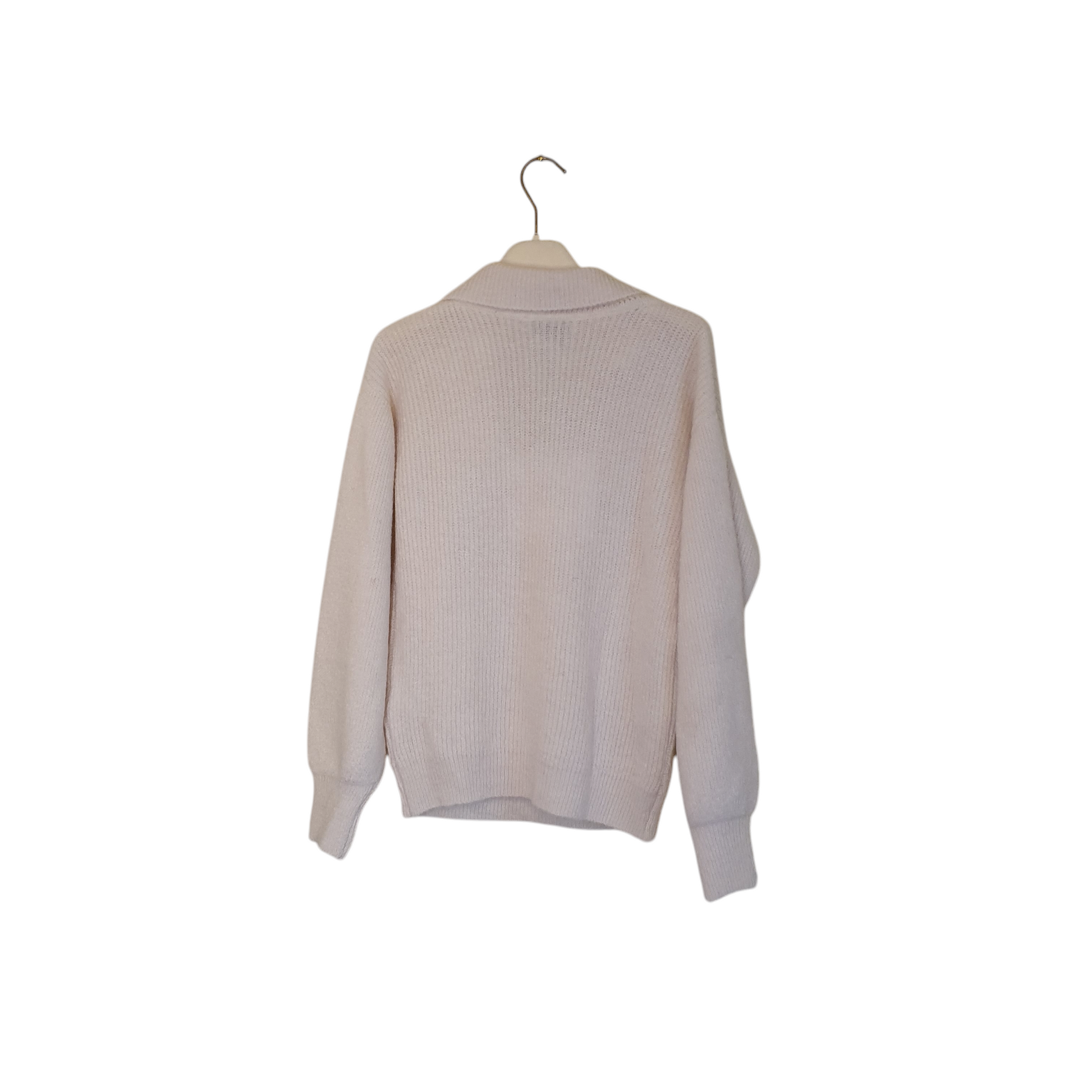 Pullover scollo a V color bianco con applicazioni di Odi et Amo, perfetto per un outfit sofisticato a Fossano
