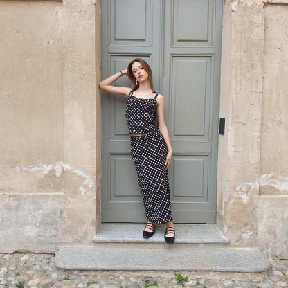 Top a pois con scollo a cuore