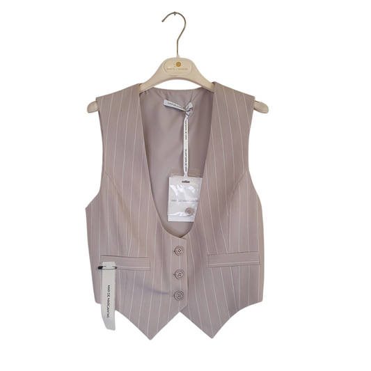 Gilet gessato beige