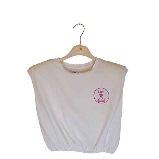 Tshirt crop bianca le voliere
