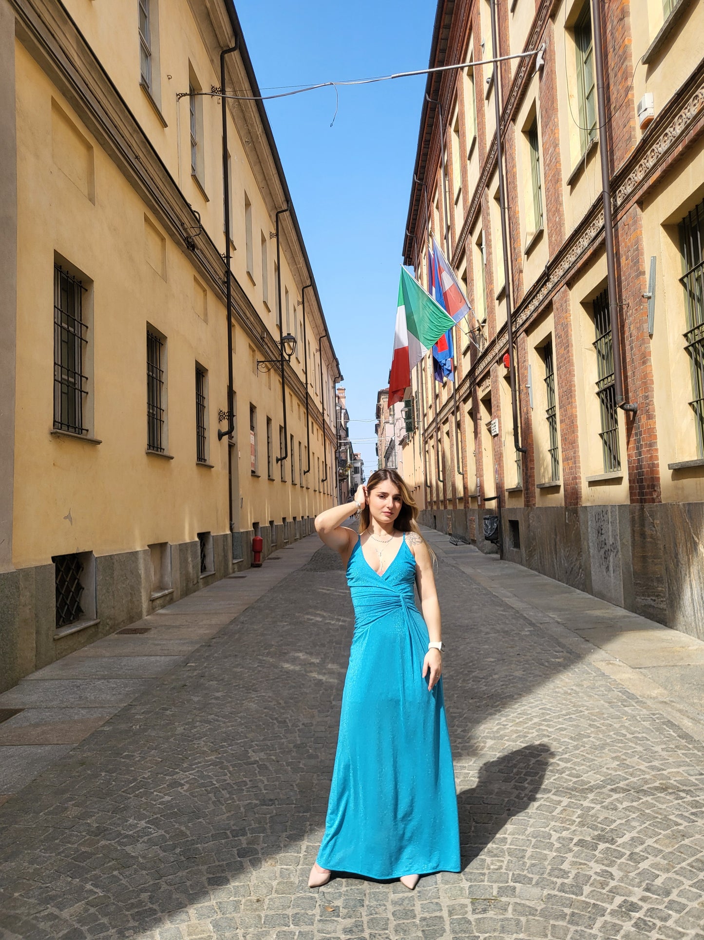 Abito lurex azzurro