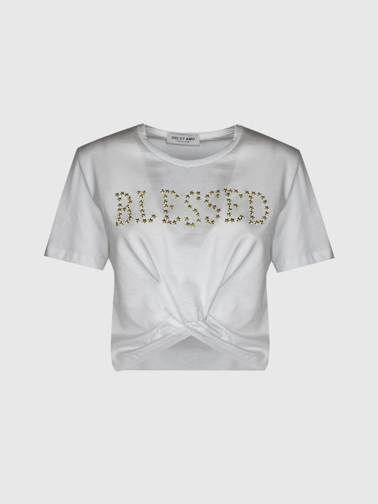 Tshirt nodo bianca odi et amo