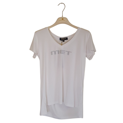 Tshirt con scollo a v e scritta met