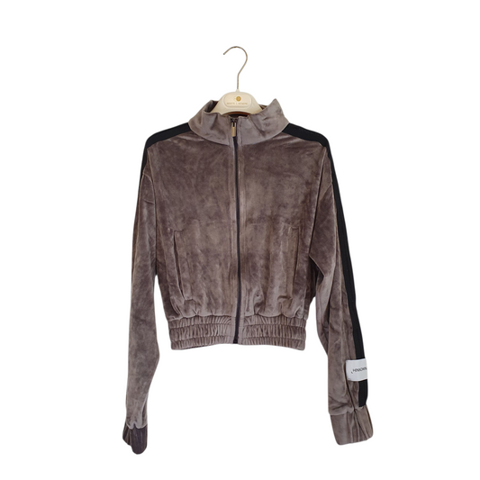 Felpa con zip in ciniglia