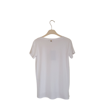Tshirt con scollo a v e scritta met