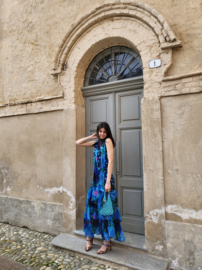 Blusa a pois con fiocco blu