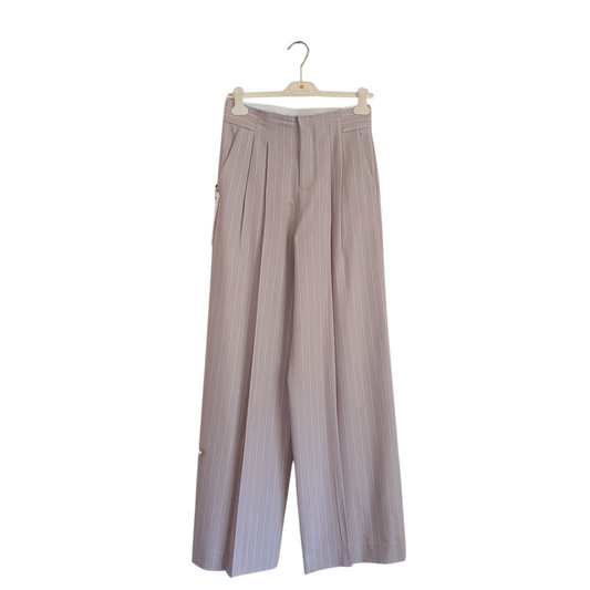 Pantaloni gessati beige