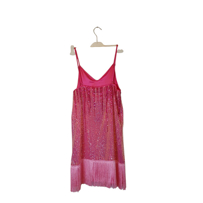 Abito corto pailettes fucsia