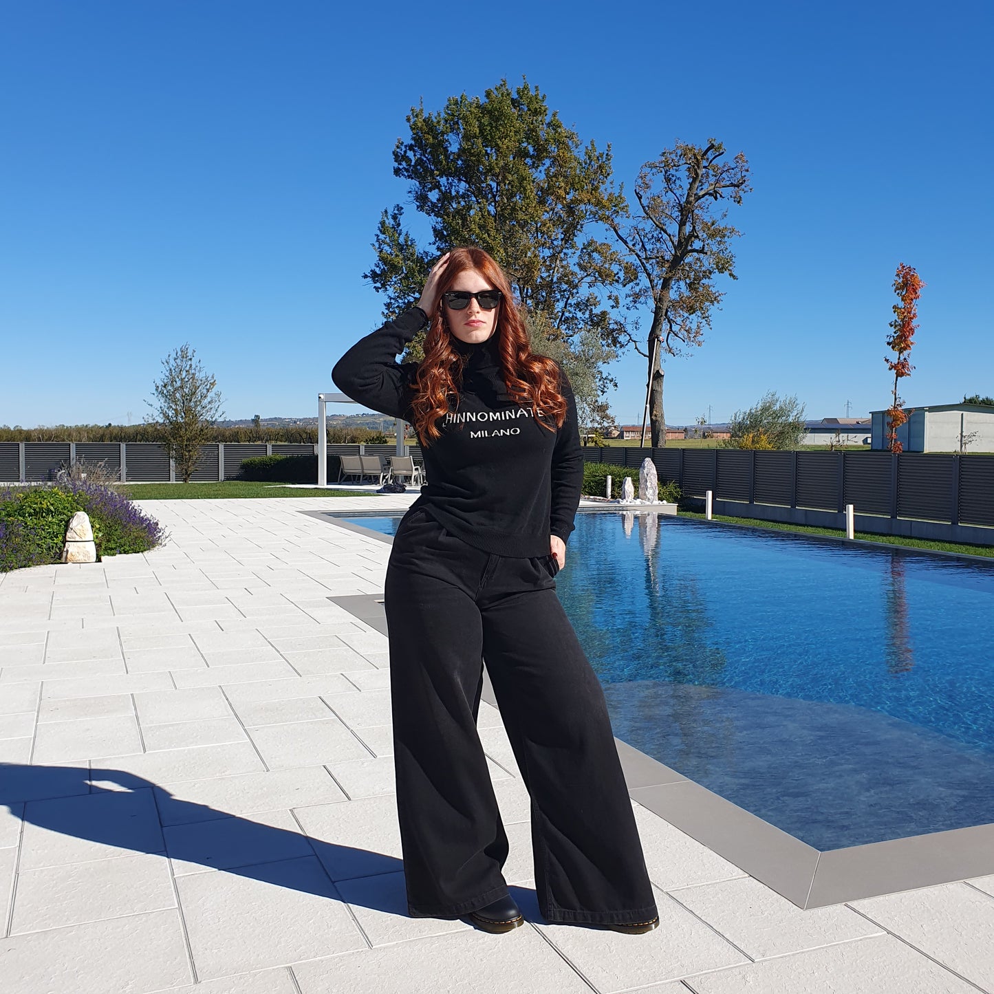 Maglia-dolcevita con intarsio