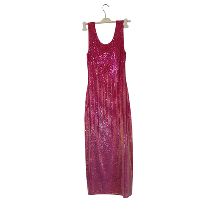 Abito lungo paiettes fucsia