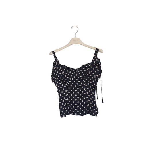 Top a pois con scollo a cuore