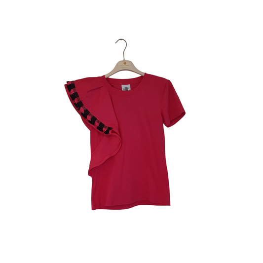 Tshirt fucsia con volant