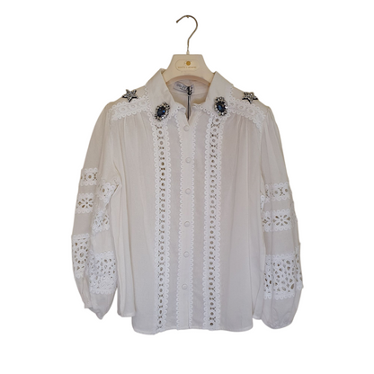 Camicia con ricamo bianca