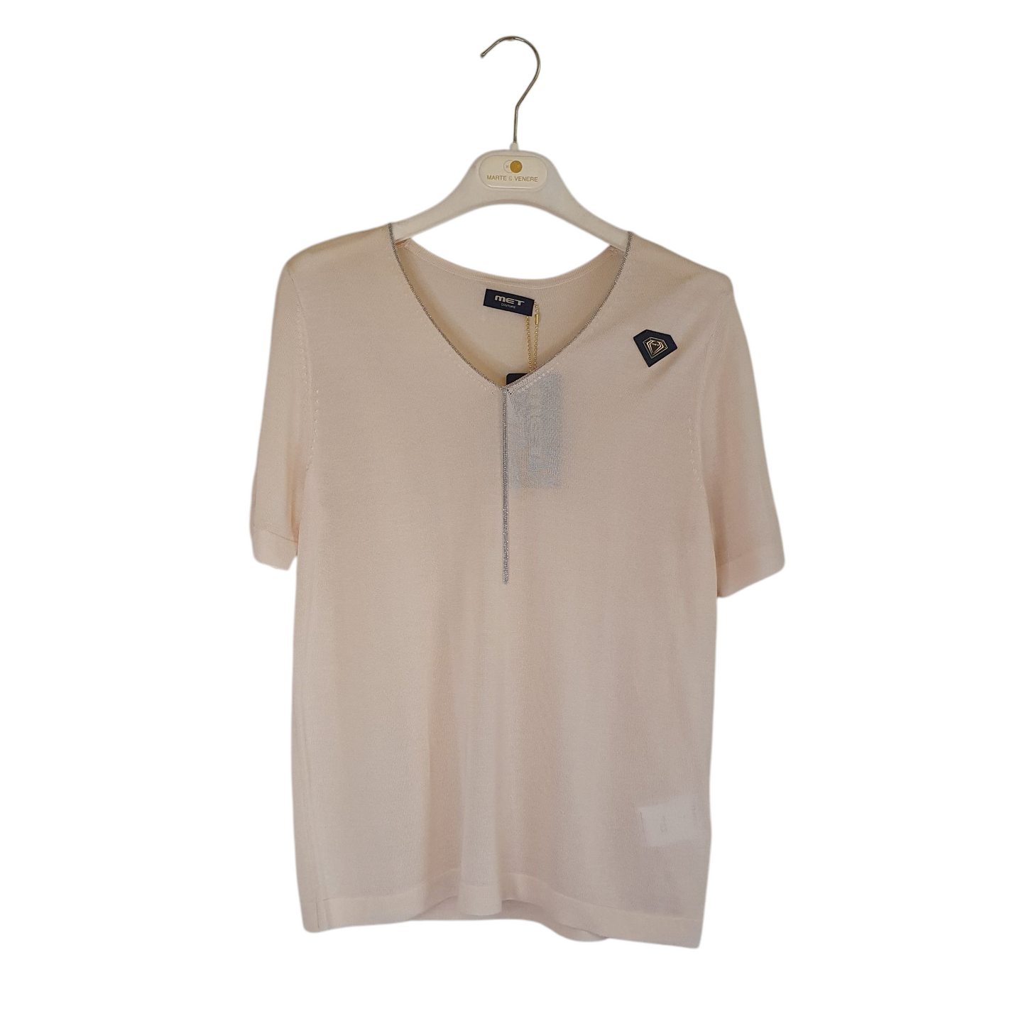 Tshirt scollo a v con dettaglio met