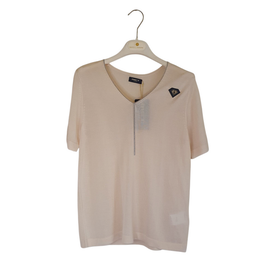 Tshirt scollo a v con dettaglio met